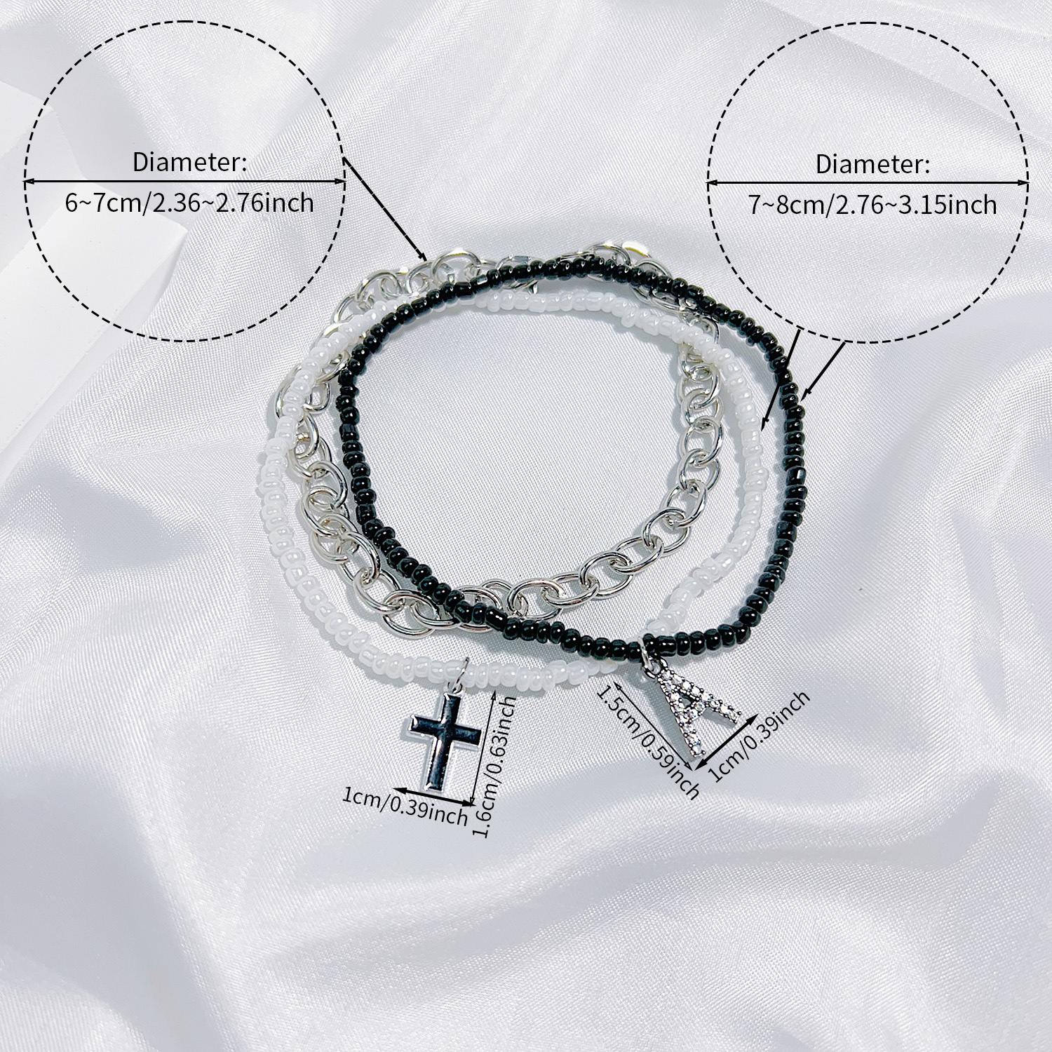 Einfacher Stil Klassischer Stil Kreuzen Brief Saatperle Kupfer Perlen Inlay Künstlicher Kristall Frau Armbänder display picture 3