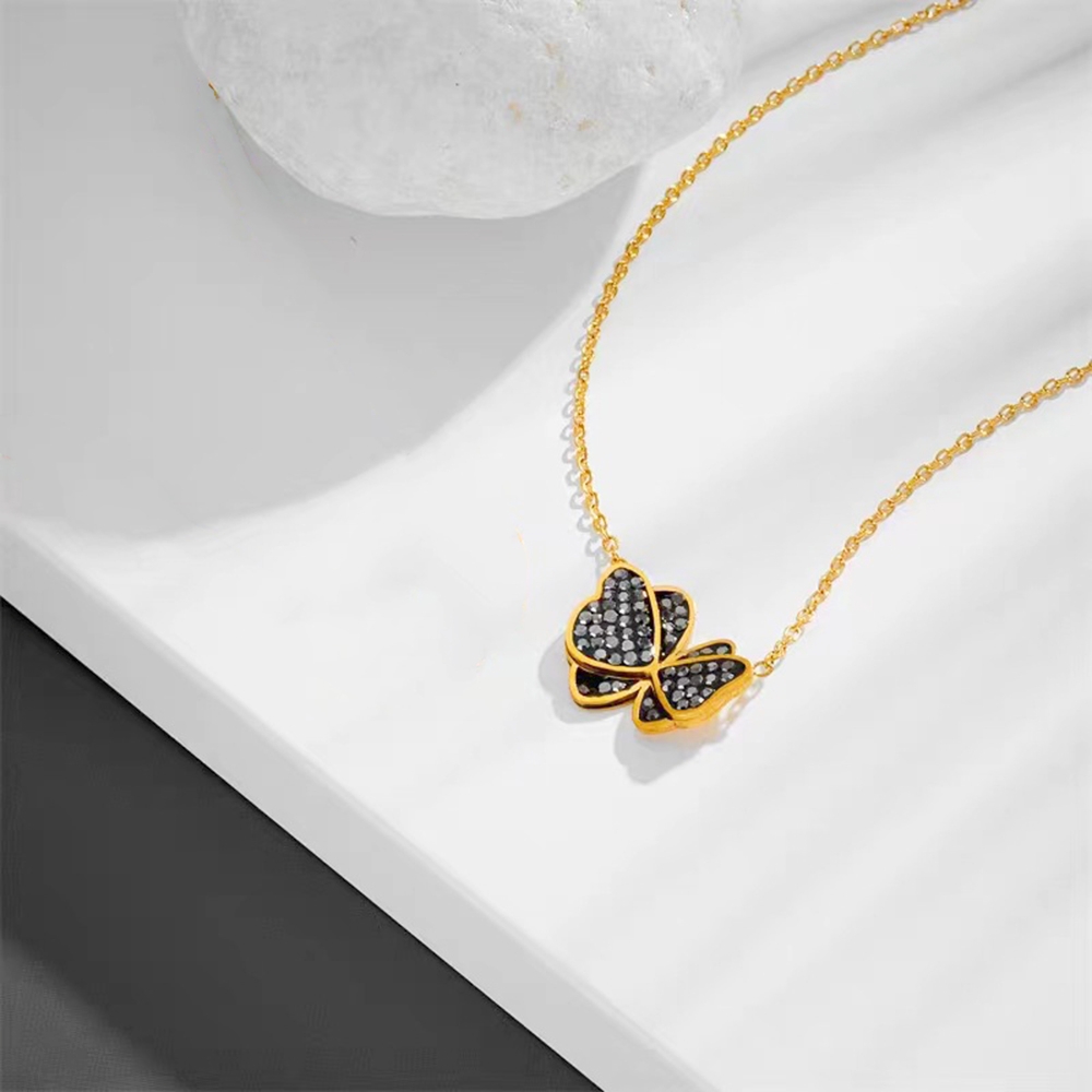 Edelstahl 304 18 Karat Vergoldet Dame Schmetterling Halskette Mit Anhänger display picture 5