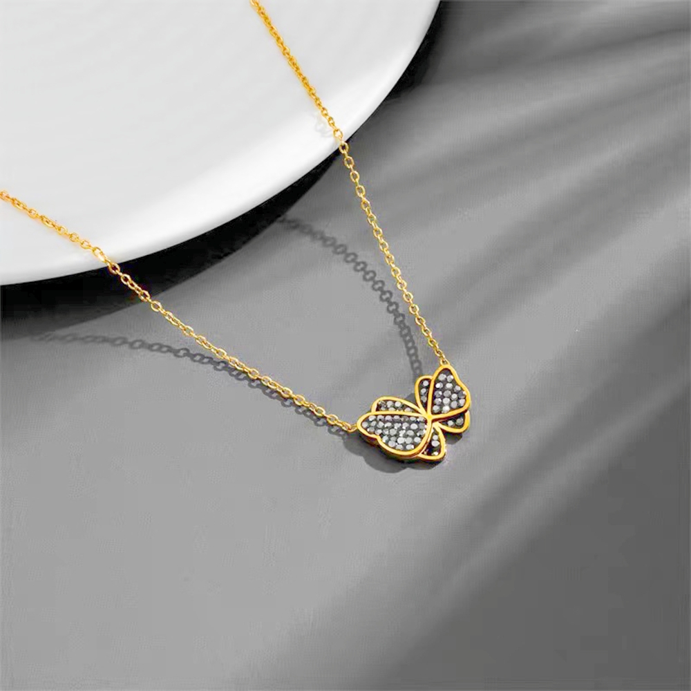 304 Stainless Steel 18K Gold Plated Lady Butterfly Pendant Necklace display picture 1