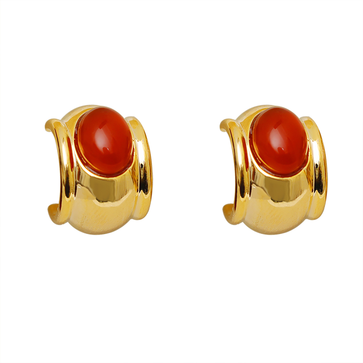 1 Pair Elegant Artistic C Shape Inlay Copper Zircon 18K Gold Plated Ear Studs display picture 6