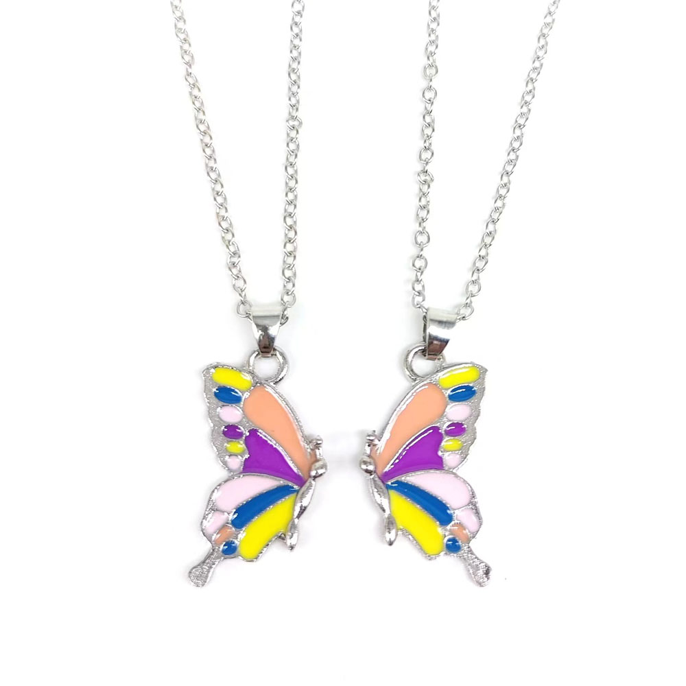 Cute Sweet Butterfly Alloy Enamel Plating Silver Plated Women's Pendant Necklace display picture 3