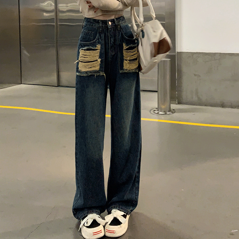 Frau Ferien Einfacher Stil Britischer Stil Einfarbig In Voller Länge Jeans display picture 3