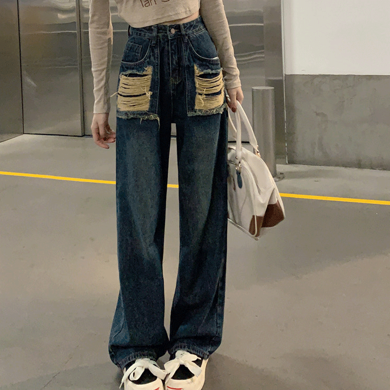 Frau Ferien Einfacher Stil Britischer Stil Einfarbig In Voller Länge Jeans display picture 4