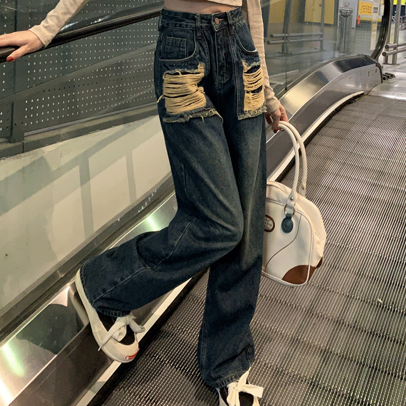 Frau Ferien Einfacher Stil Britischer Stil Einfarbig In Voller Länge Jeans display picture 2
