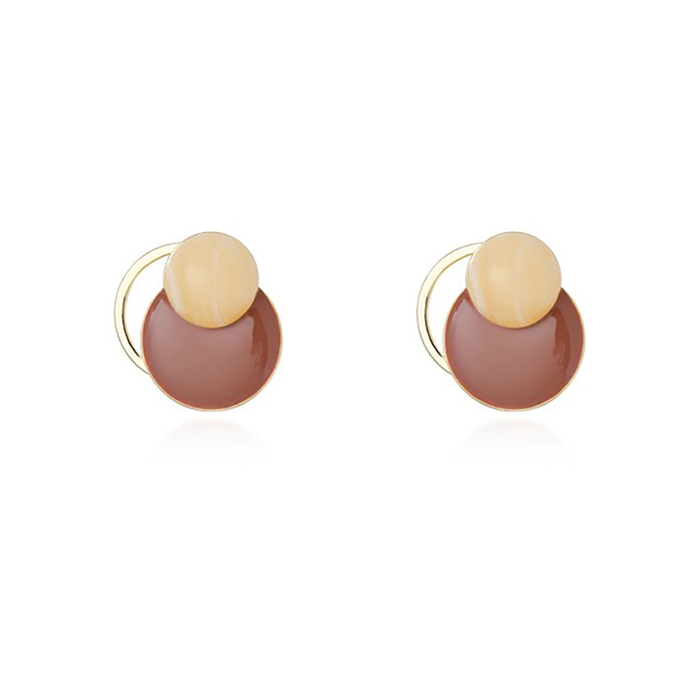 1 Pair Casual Elegant Sweet Round Enamel Copper 18K Gold Plated Ear Studs display picture 2
