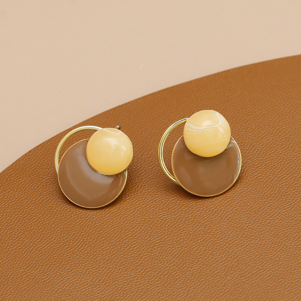 1 Pair Casual Elegant Sweet Round Enamel Copper 18K Gold Plated Ear Studs display picture 5