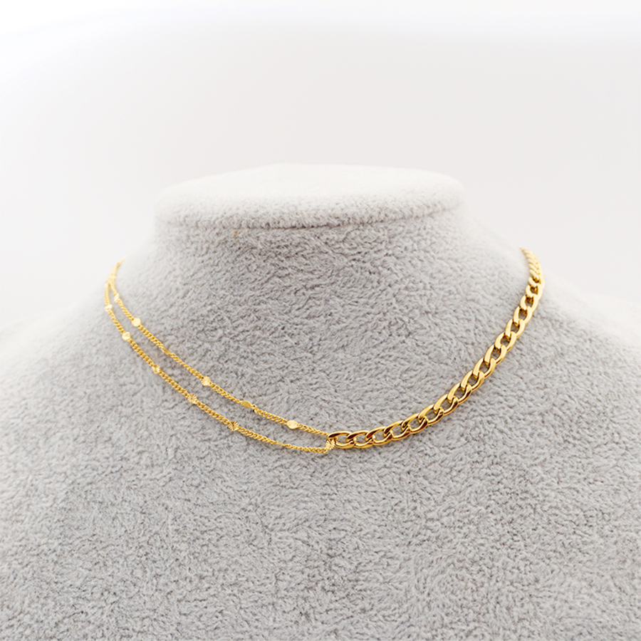 304 Stainless Steel Titanium Steel Gold Plated Simple Style Patchwork Twist Necklace display picture 1