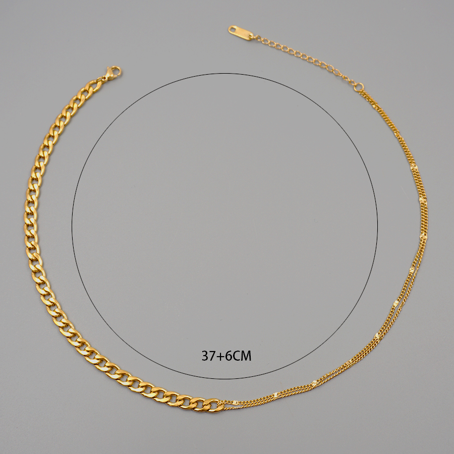 304 Stainless Steel Titanium Steel Gold Plated Simple Style Patchwork Twist Necklace display picture 4