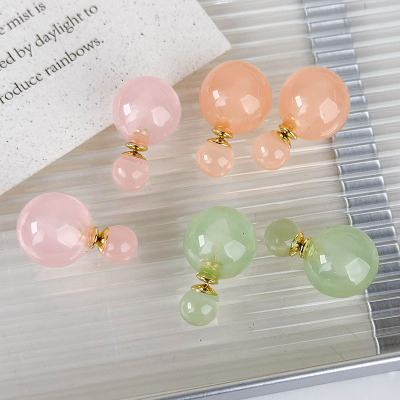 1 Pair Cute Modern Style Sweet Round Resin Ear Studs display picture 8