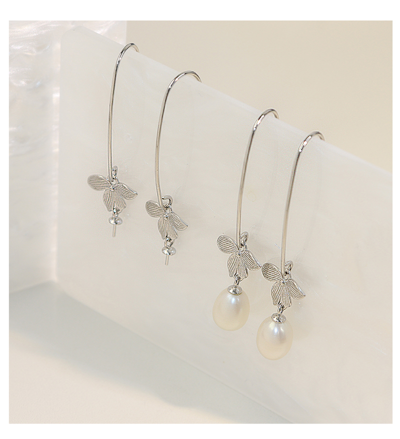1 Pair Elegant Cute Flower Petal Plating Inlay Sterling Silver Pearl Zircon White Gold Plated Drop Earrings display picture 4