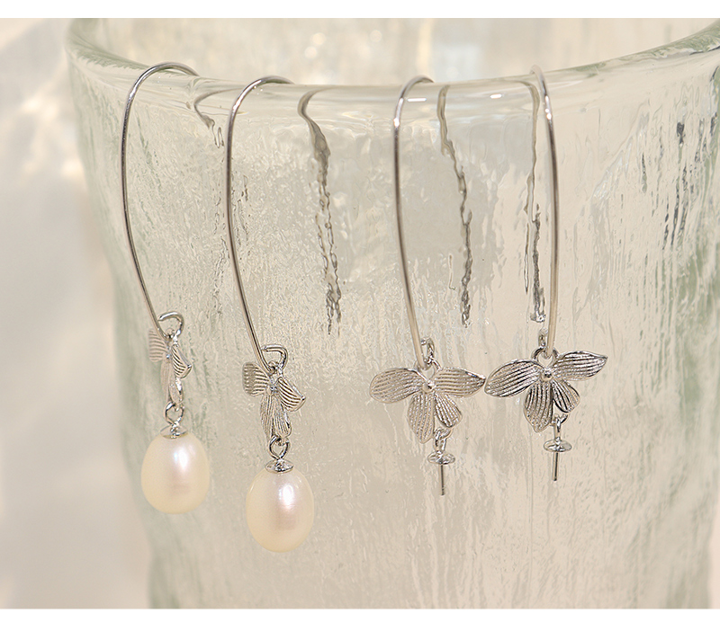 1 Pair Elegant Cute Flower Petal Plating Inlay Sterling Silver Pearl Zircon White Gold Plated Drop Earrings display picture 3