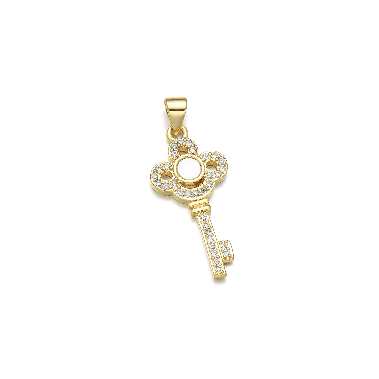 1 Piece Copper Zircon 18K Gold Plated Key Pendant display picture 11