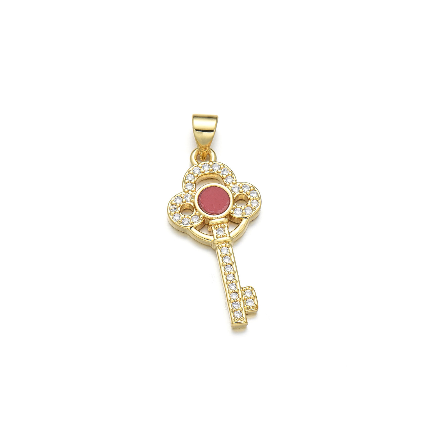 1 Piece Copper Zircon 18K Gold Plated Key Pendant display picture 8