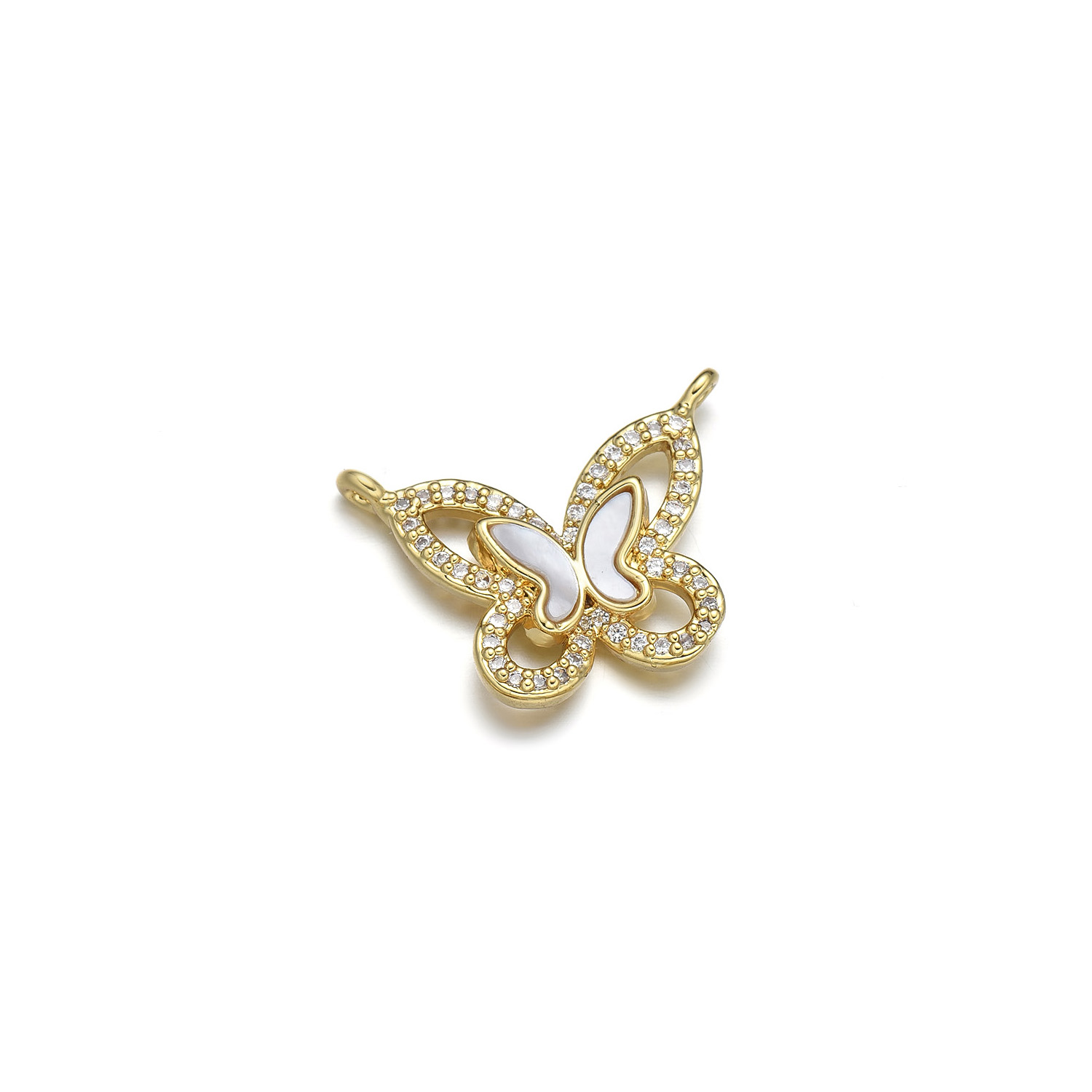 1 Pieza Cobre Circón Chapados en oro de 18k Mariposa Colgante display picture 4