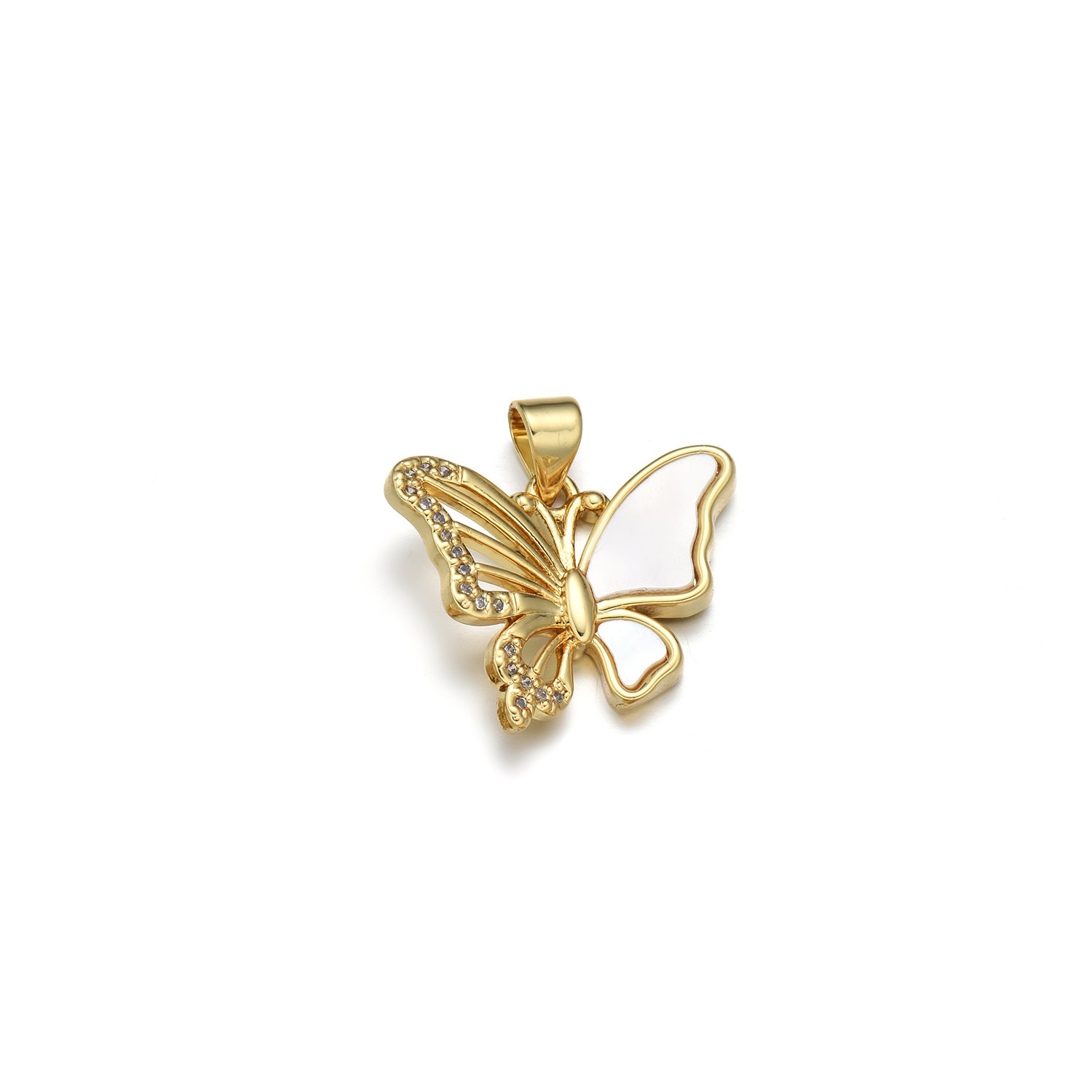 1 Pieza Cobre Circón Chapados en oro de 18k Mariposa Colgante display picture 3