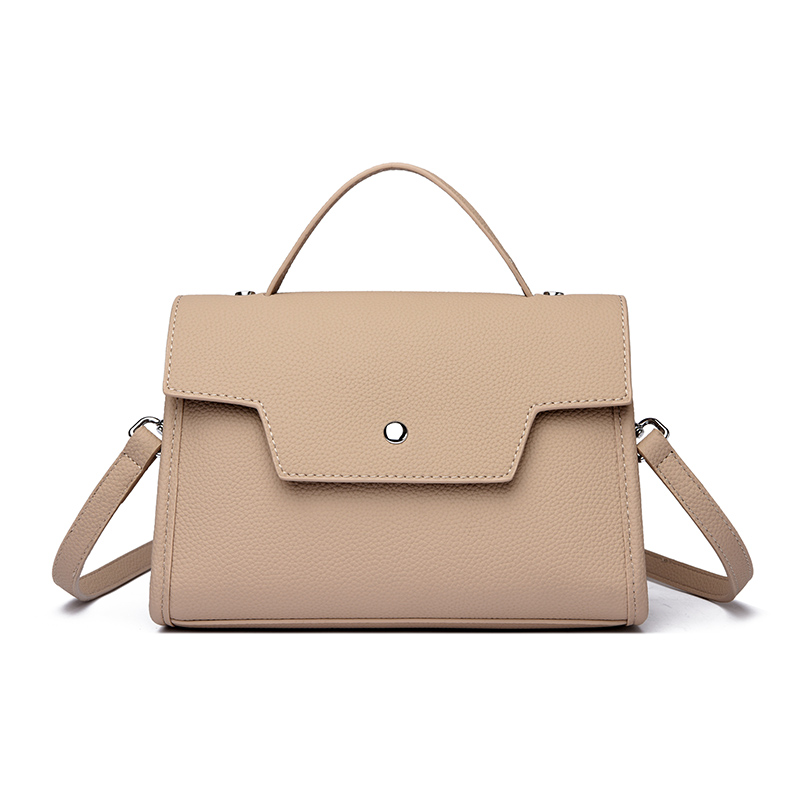 Women's Pu Leather Solid Color Classic Style Sewing Thread Flip Cover Handbag display picture 1