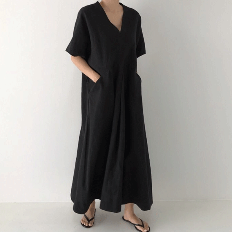 Women's Regular Dress Simple Style Classic Style V Neck Short Sleeve Solid Color Midi Dress Holiday display picture 1