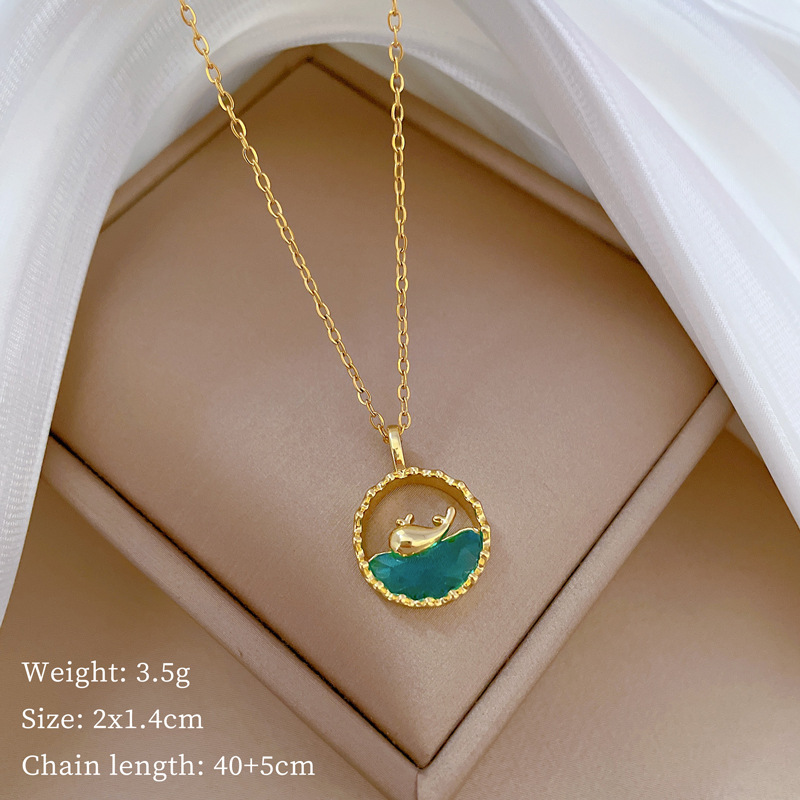 Wholesale Marine Style Beach Modern Style Ocean Whale Titanium Steel Copper Inlay Artificial Gemstones Pendant Necklace display picture 4