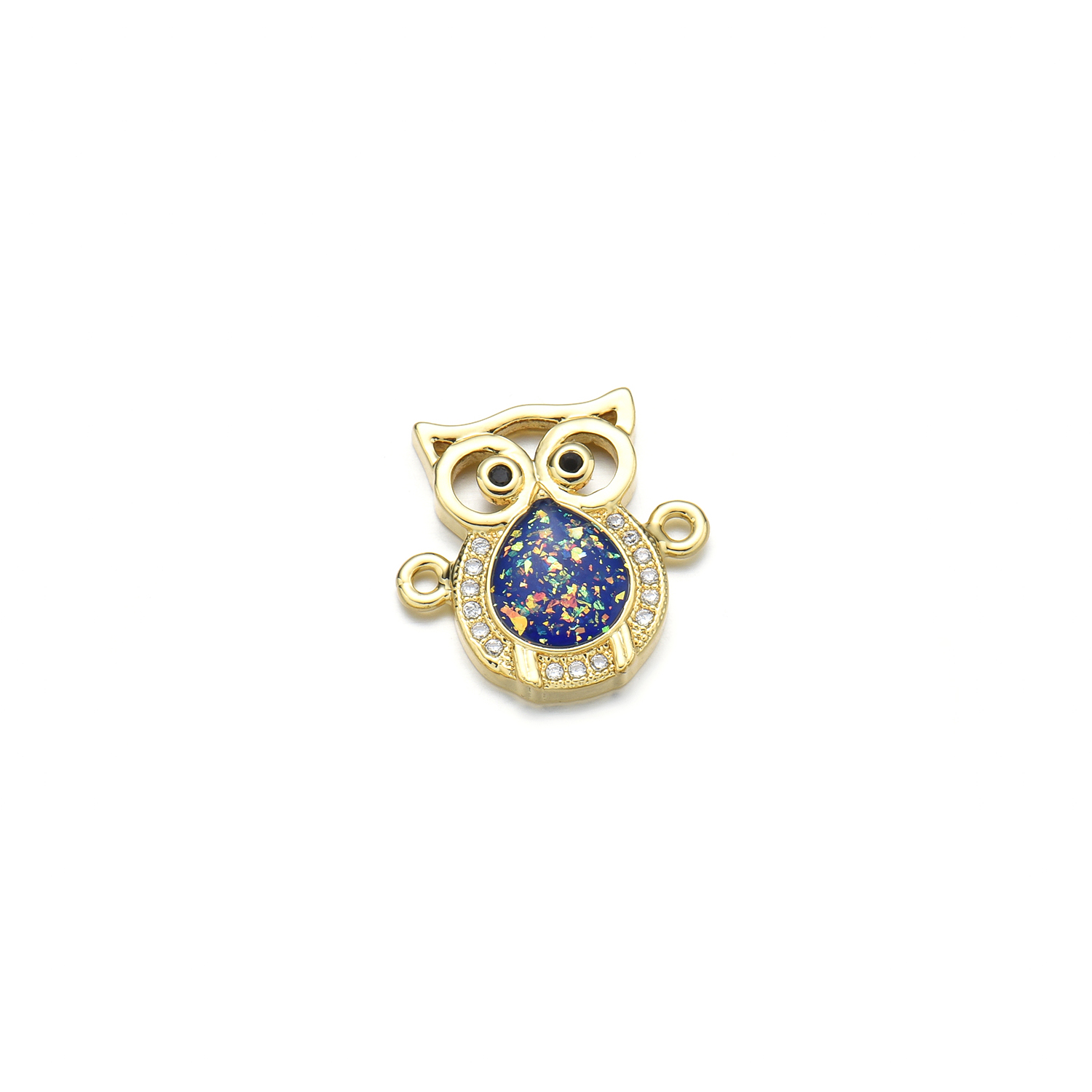 1 Piece Copper Zircon 18K Gold Plated Owl Pendant display picture 7