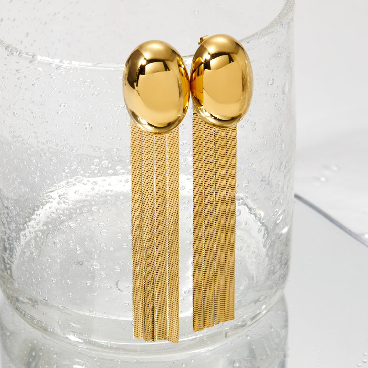 1 Pair Modern Style Geometric Solid Color Tassel 304 Stainless Steel 14K Gold Plated White Gold Plated Gold Plated Drop Earrings display picture 2