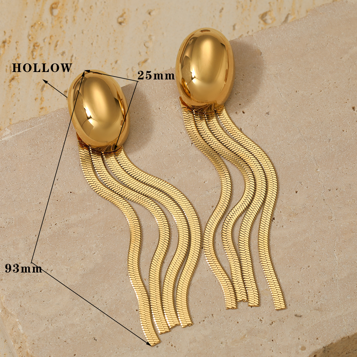 1 Pair Modern Style Geometric Solid Color Tassel 304 Stainless Steel 14K Gold Plated White Gold Plated Gold Plated Drop Earrings display picture 5