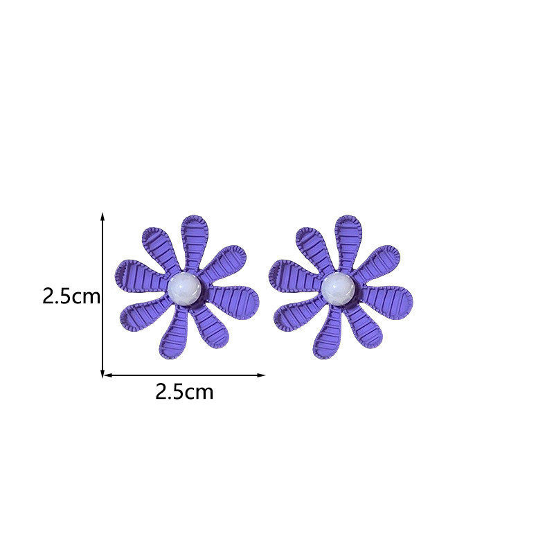 1 Paire Style Simple Fleur Incruster Alliage Perle D'Imitation Boucles D'Oreilles display picture 2