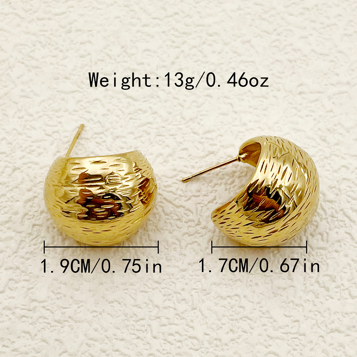 1 Pair Vacation Classic Style C Shape Moon Plating 304 Stainless Steel Gold Plated Ear Studs display picture 3