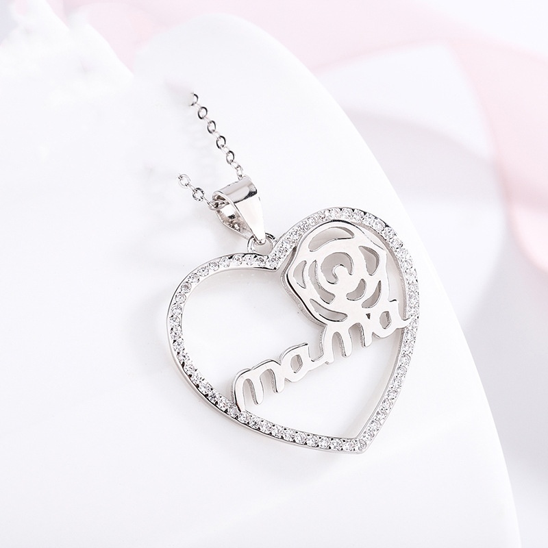 Simple Style Heart Shape Sterling Silver Plating Zircon Pendant Necklace 1 Piece display picture 1