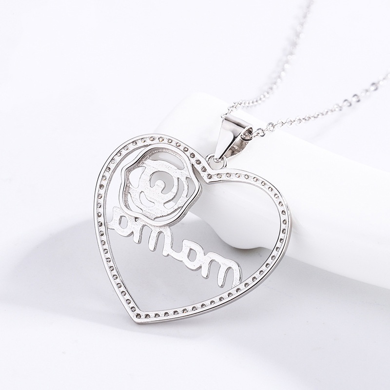 Simple Style Heart Shape Sterling Silver Plating Zircon Pendant Necklace 1 Piece display picture 2