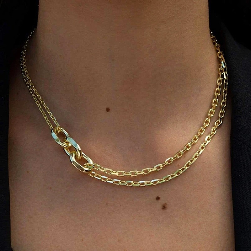 Cobre Chapados en oro de 18k Casual Color Sólido Collar display picture 2