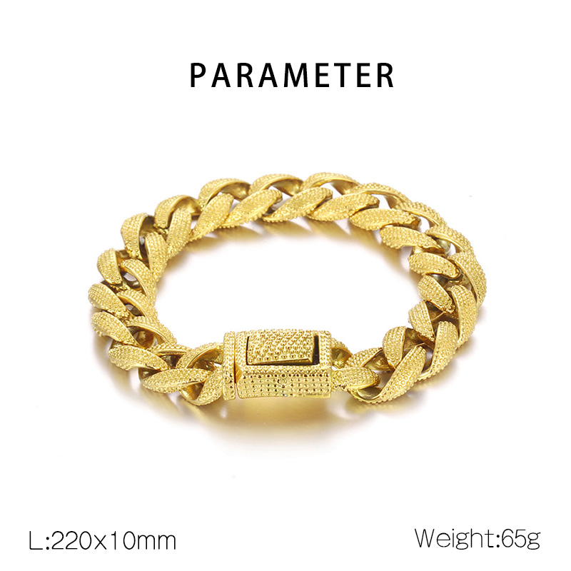 Hip-Hop Geometric Solid Color 304 Stainless Steel 18K Gold Plated Men's Bracelets display picture 1
