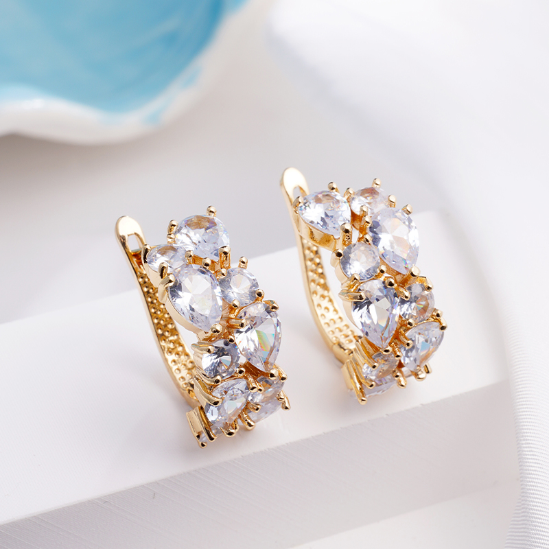 1 Pair Luxurious Color Block Plating Inlay Copper Zircon 14K Gold Plated 18K Gold Plated K Gold Plated Ear Cuffs display picture 3