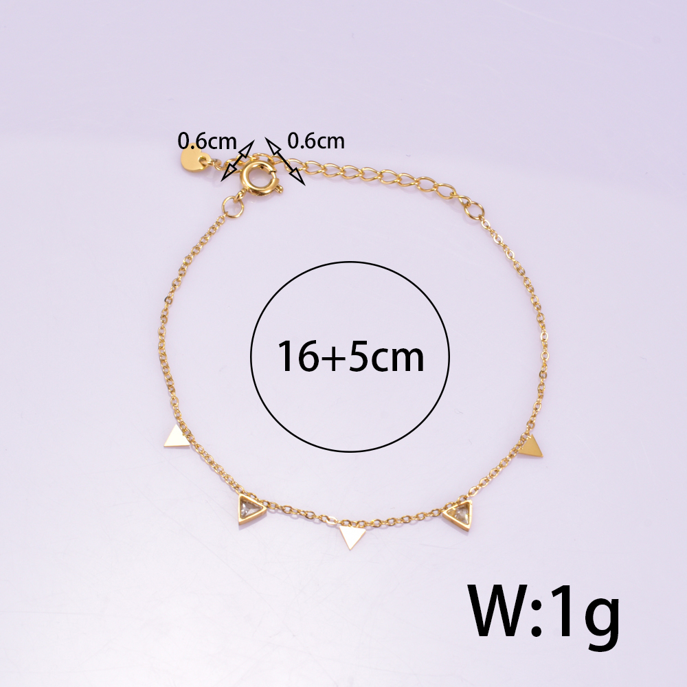 Titanium Steel 18K Gold Plated IG Style Simple Style Hollow Out Inlay Triangle Water Droplets Rectangle Titanium Steel Bracelets display picture 9