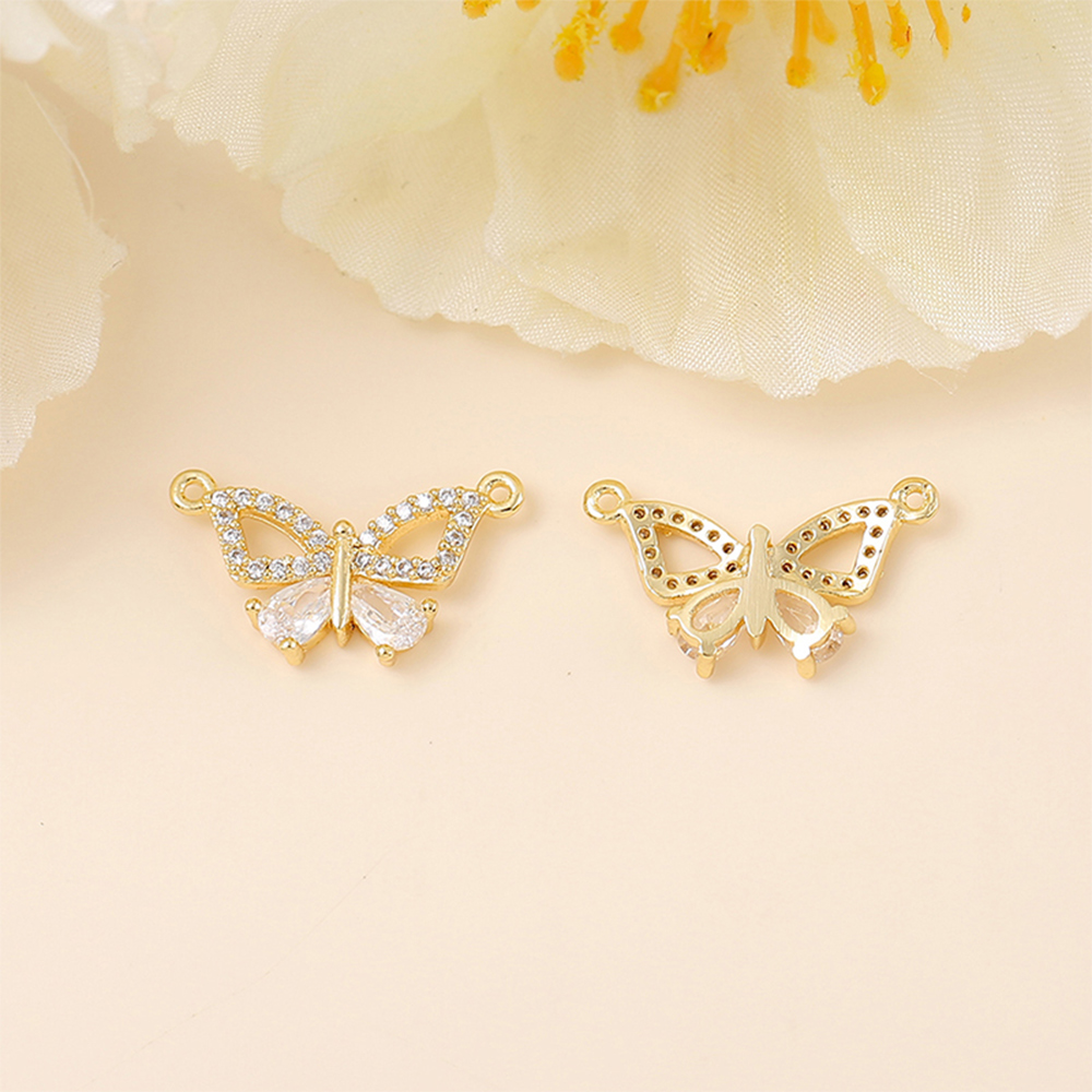 1 Piece 10 * 18mm Copper Zircon 18K Gold Plated White Gold Plated Butterfly Polished Pendant display picture 4