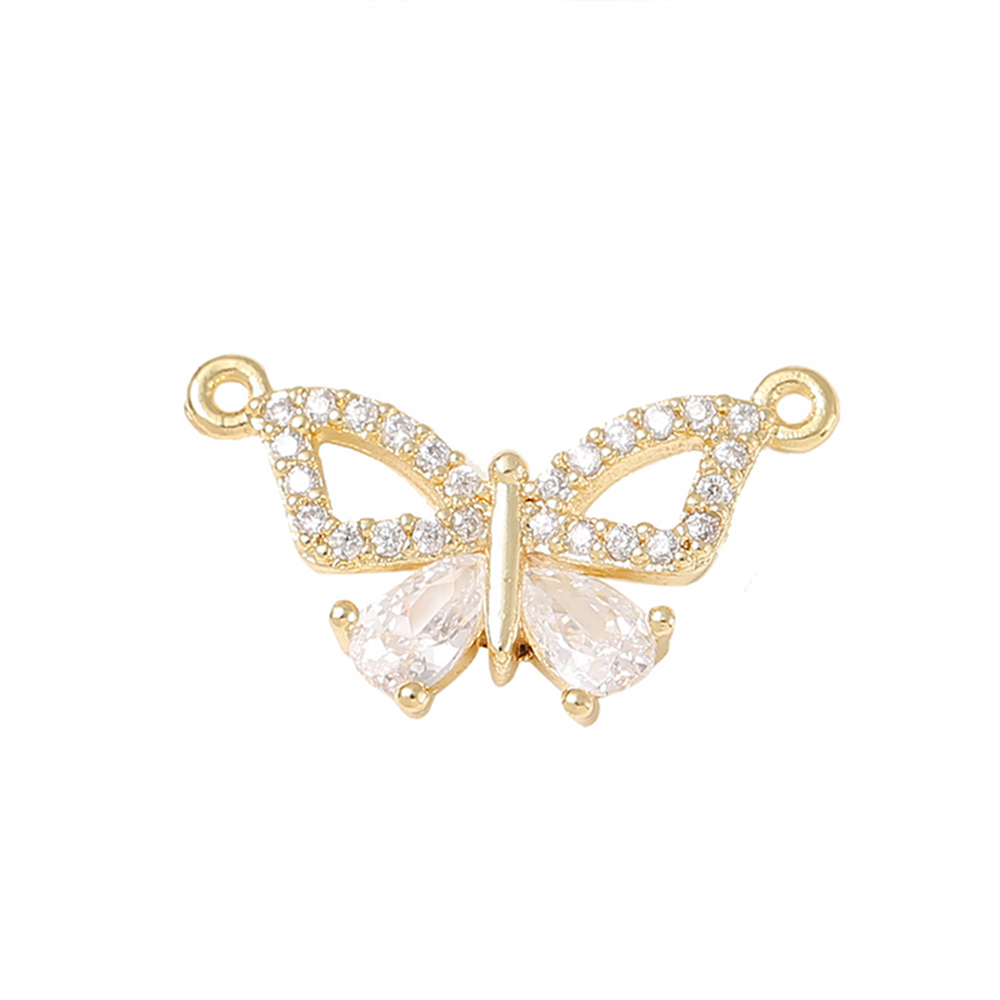 1 Piece 10 * 18mm Copper Zircon 18K Gold Plated White Gold Plated Butterfly Polished Pendant display picture 6