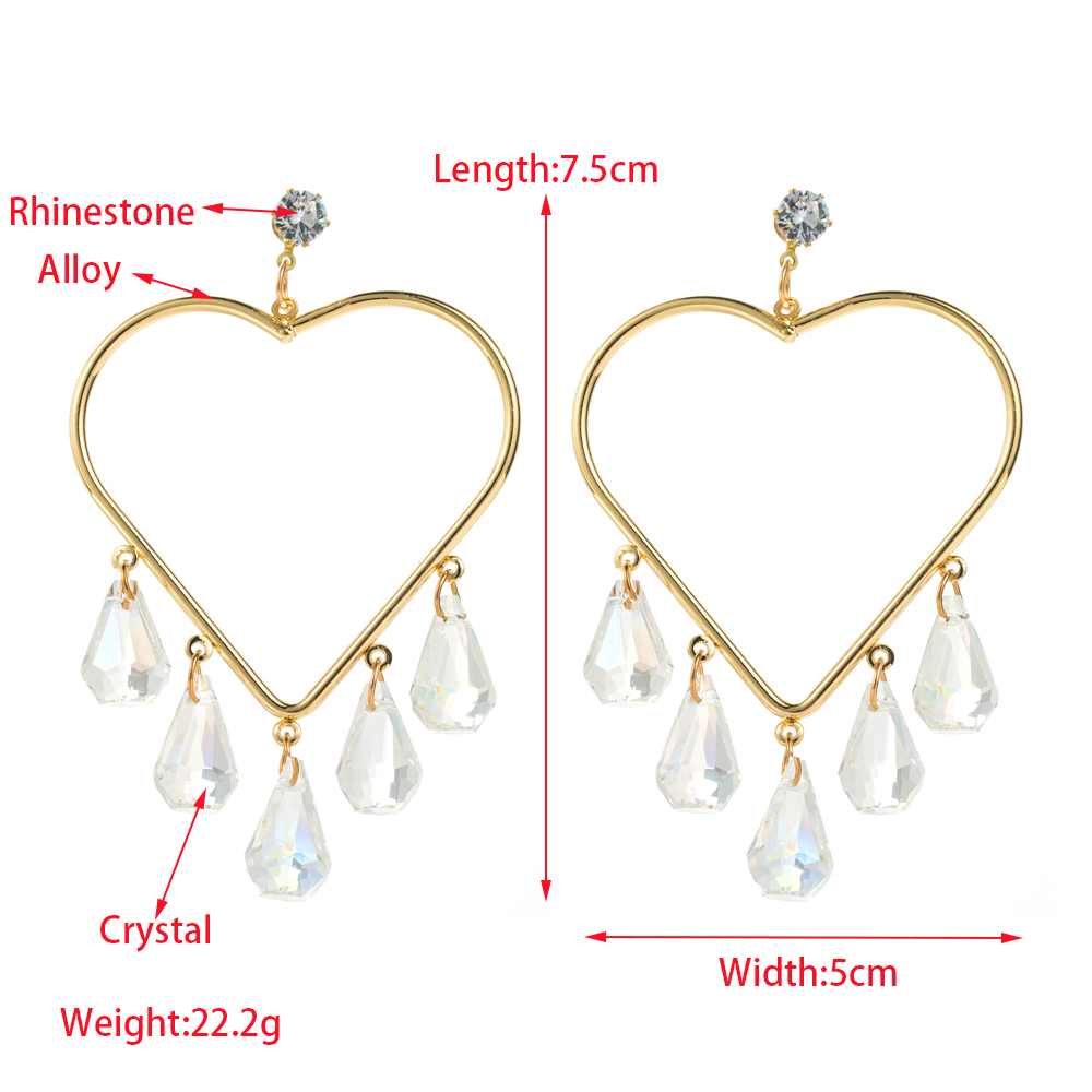French Style Shiny Heart Shape Butterfly Hollow Out Inlay Zinc Alloy Rhinestones 14K Gold Plated Drop Earrings Ear Cuffs display picture 1