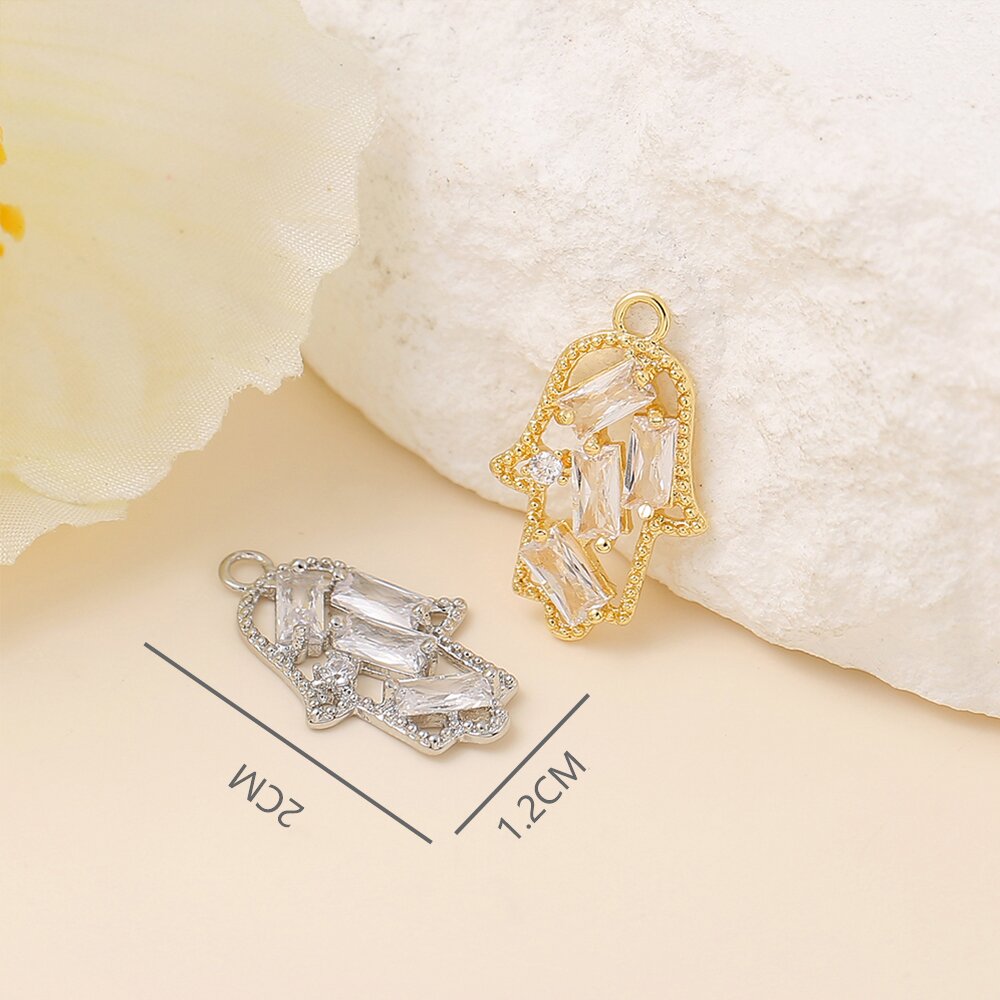 1 Piece 20 * 12mm Copper Zircon 18K Gold Plated White Gold Plated Palm Polished Pendant display picture 2