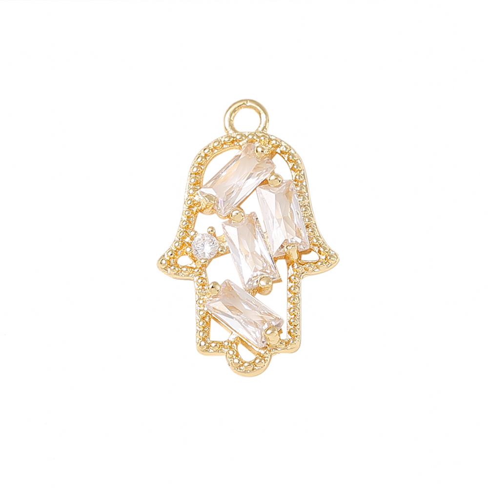 1 Piece 20 * 12mm Copper Zircon 18K Gold Plated White Gold Plated Palm Polished Pendant display picture 6