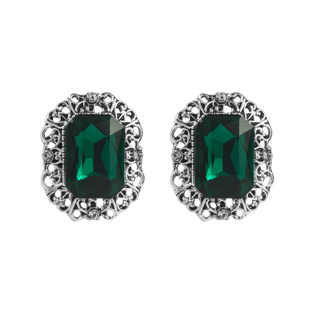 1 Pair Casual Retro Round Square Hollow Out Inlay Carving Resin Zinc Alloy Resin Glass 14K Gold Plated Ear Studs display picture 10