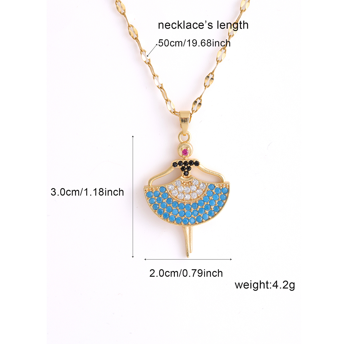 Wholesale Cute Human 304 Stainless Steel Copper Inlay 18K Gold Plated Zircon Pendant Necklace display picture 5