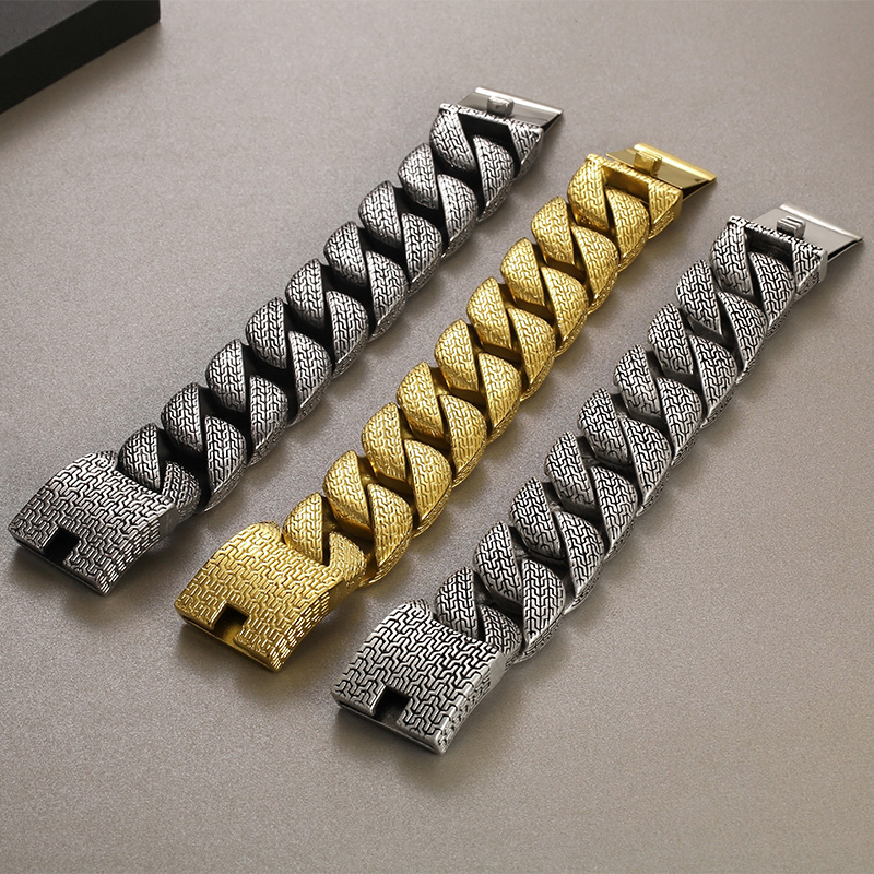 Hip-Hop Geometric 304 Stainless Steel 18K Gold Plated Men's Bracelets display picture 5