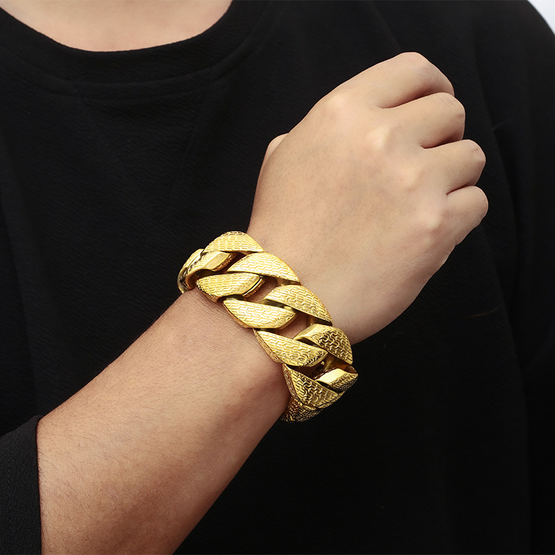 Hip-Hop Geometric 304 Stainless Steel 18K Gold Plated Men's Bracelets display picture 3