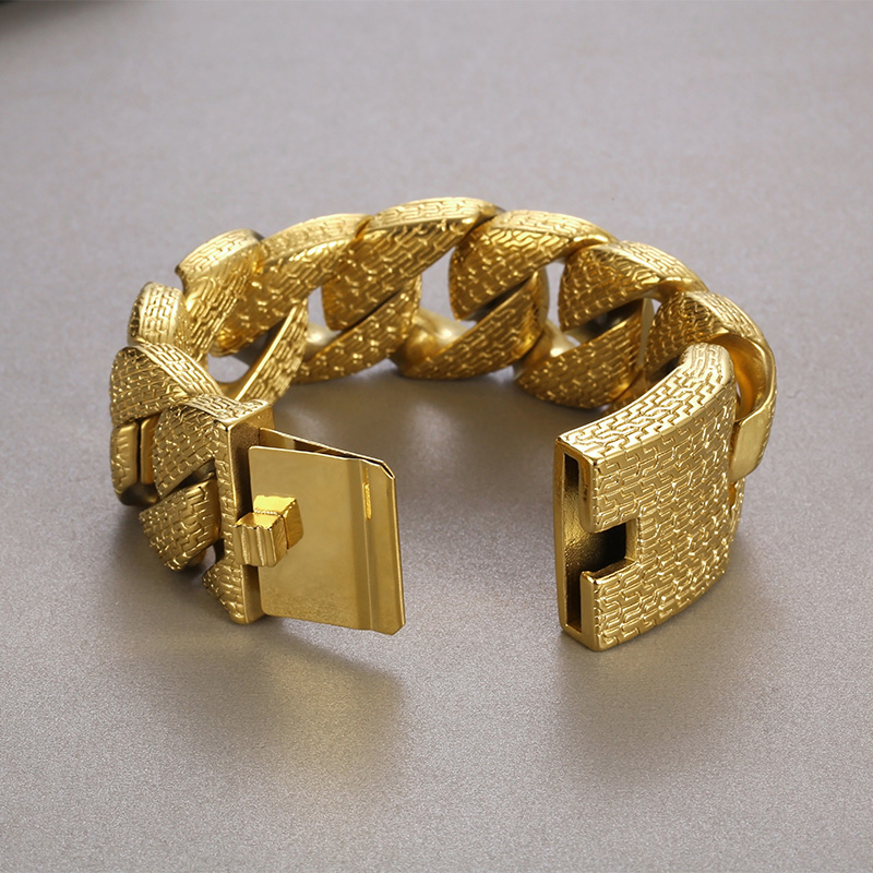 Hip-Hop Geometric 304 Stainless Steel 18K Gold Plated Men's Bracelets display picture 11
