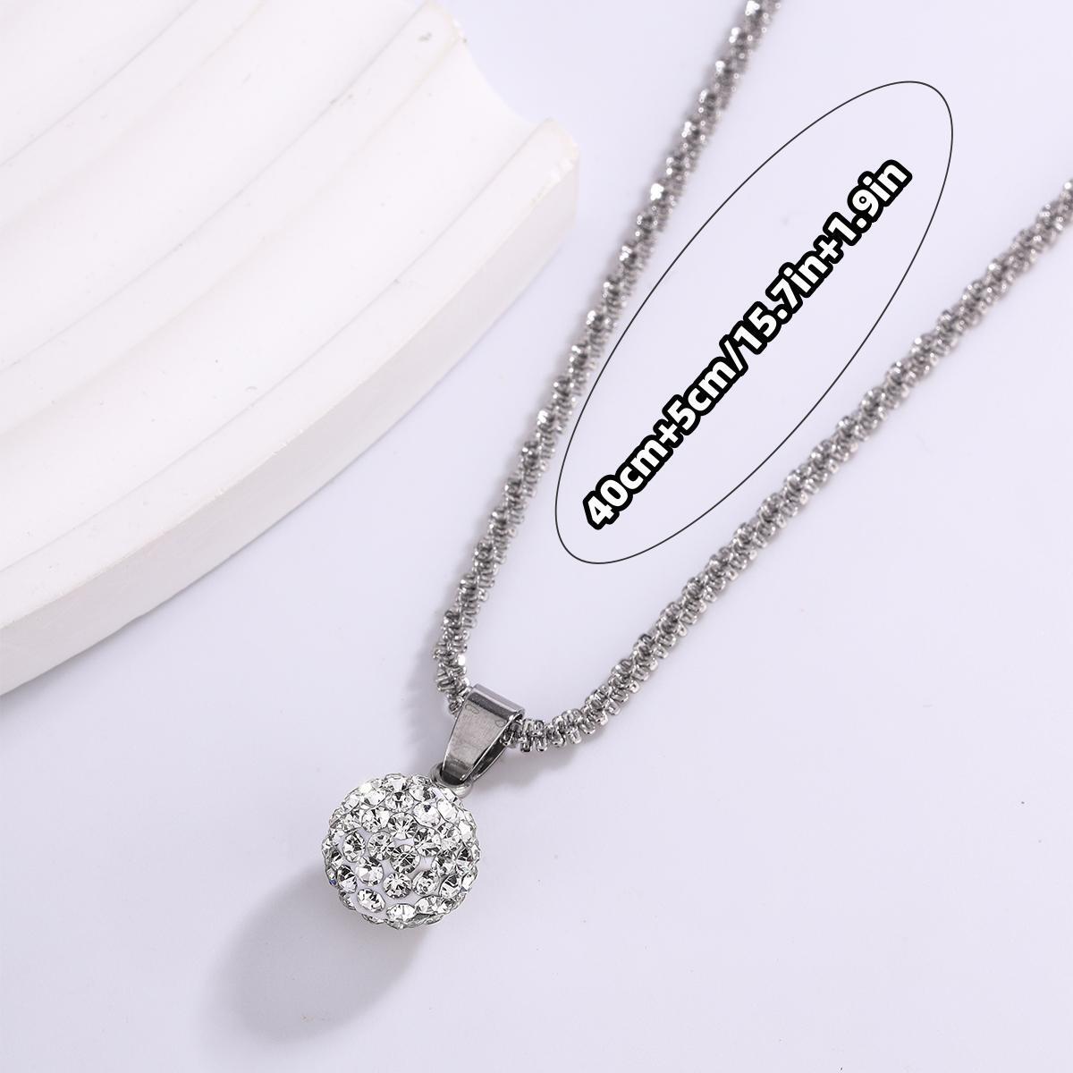 304 Stainless Steel Soft Clay Elegant Inlay Solid Color Rhinestones Pendant Necklace display picture 1