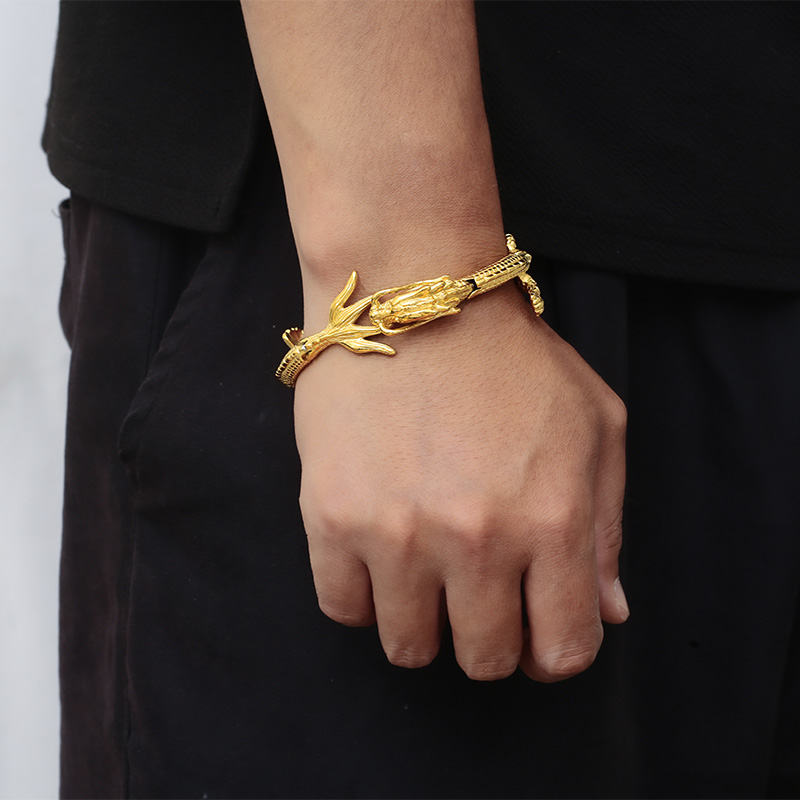 Hip Hop Continuar Acero Inoxidable 304 Chapados en oro de 18k Hombres Brazalete display picture 3