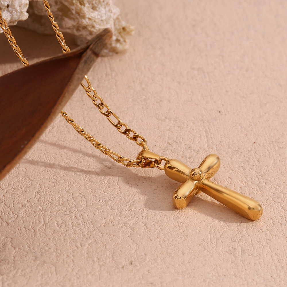 Edelstahl 304 18 Karat Vergoldet Einfacher Stil Kreuzen Halskette Mit Anhänger display picture 12