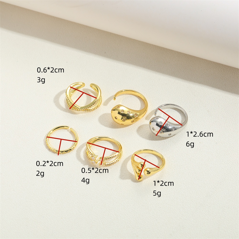 Copper 14K Gold Plated Vintage Style Simple Style Commute Inlay Round Fish Zircon Open Rings display picture 2