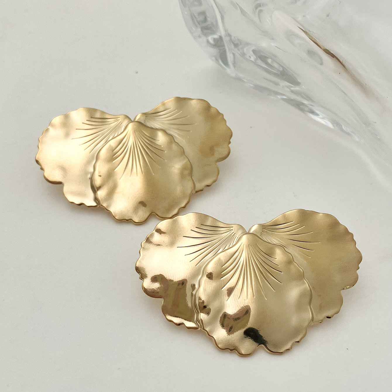 Edelstahl 304 Vergoldet Süss Einfacher Stil Überzug Blätter Ringe Ohrringe display picture 5