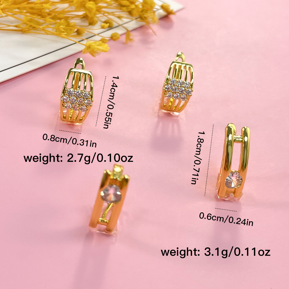 1 Pair Elegant Simple Style Solid Color Plating Inlay Copper Zircon 18K Gold Plated Ear Studs display picture 3