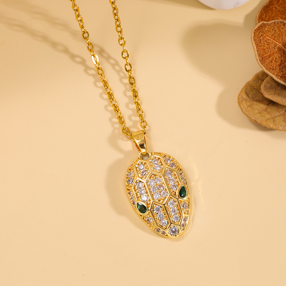 Acier Inoxydable 304 Plaqué Or 18K Mignon Placage Incruster Tortue Serpent Zircon Pendentif display picture 8